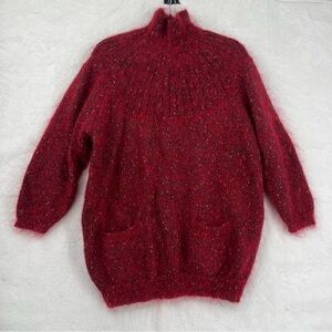 Vintage Paul Et Duffier Sweater Mohair blend Women US M funnel neck red soft